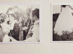 Ausschnitt aus einem Fotoalbum mit feierndem Hochzeitspaar zur Bebilderung der Rubrik Paargeschichten auf dem Blog der Berliner Paartherapeutin Julia Bellabarba